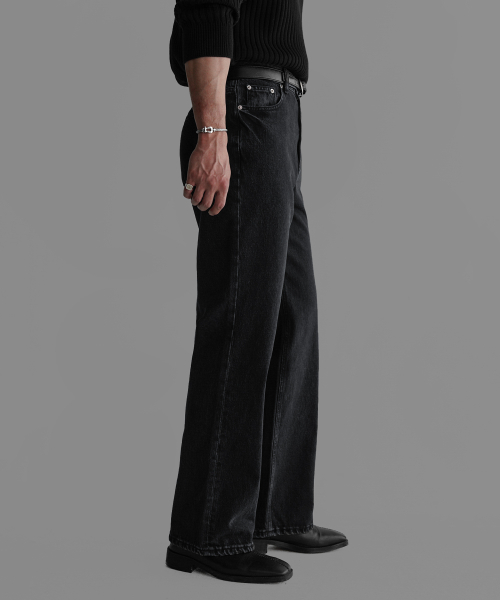 CONE DENIM BLACK WASHED SEMI-FLARE PANTS