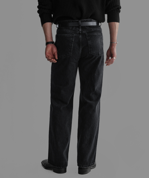 CONE DENIM BLACK WASHED SEMI-FLARE PANTS