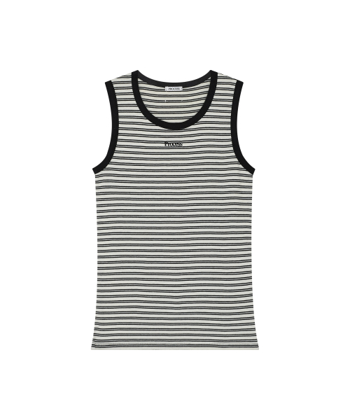 [2 Size] Two Stripe Sleeveless - Black