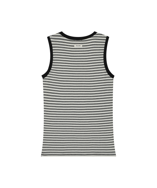 [2 Size] Two Stripe Sleeveless - Black