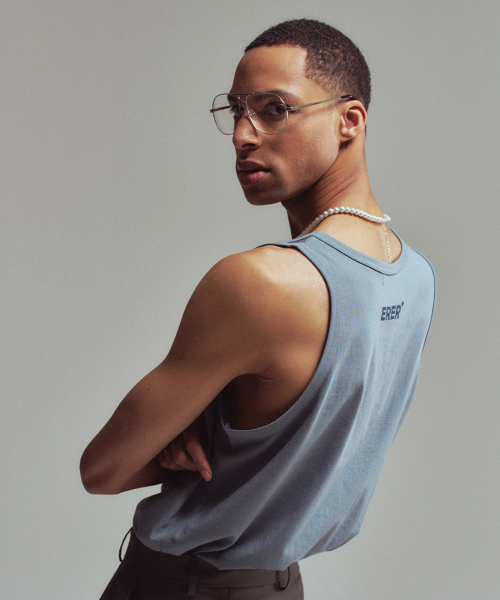 Men Basic tank top Sky blue