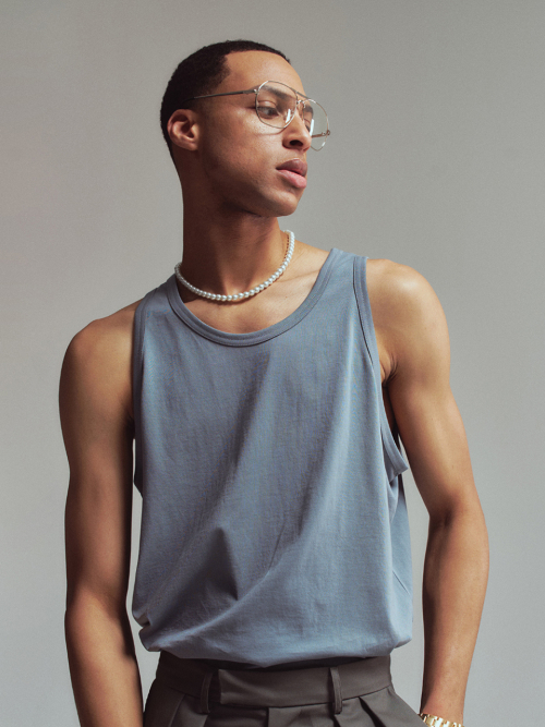 Men Basic tank top Sky blue