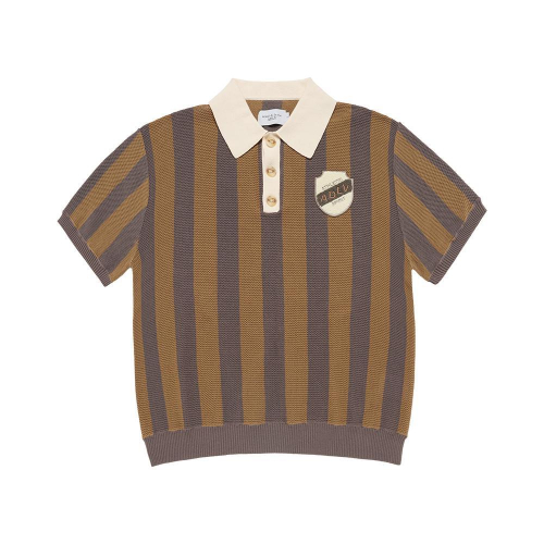 COLLAR POINT STRIPE SHORT SLEEVE KNIT (3COLOR)