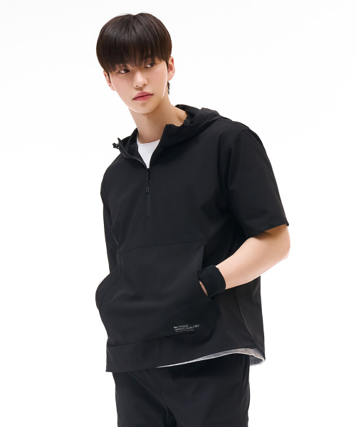 Унисекс худи анорак с коротким рукавом Cool Stretch-Black