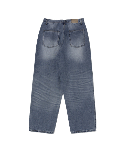 Широкие джинсы с эффектом варки (Medium Blue)