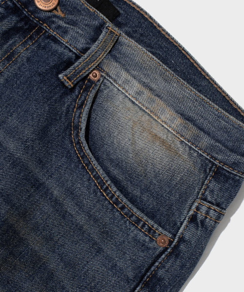 Широкие джинсы с эффектом стирки и краской (Blue)