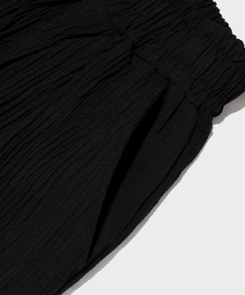 Летние жатые брюки на резинке Black
