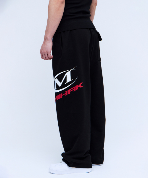 Широкие брюки с большим логотипом сбоку (BLACK)