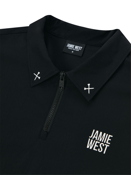 Nylon Half Zip-up Ventilation P-Shirts (BK)