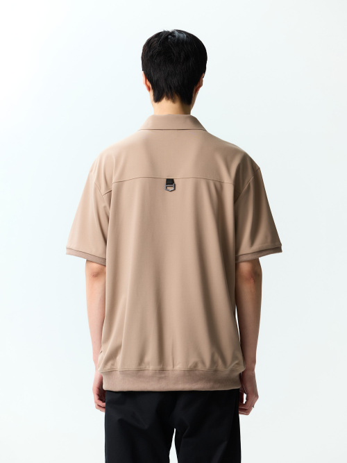 Футболка на молнии с контрастным воротником (Beige)