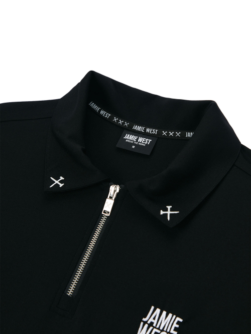 Спортивная футболка с воротником на молнии (Black)