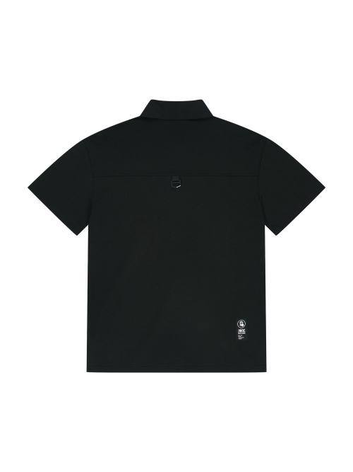 Тканое поло с контрастным воротником (Black)