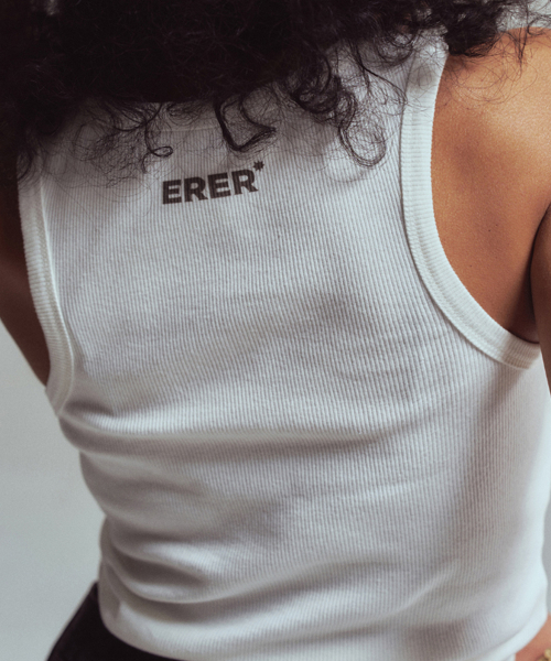 ERER logo ribbed tank top White