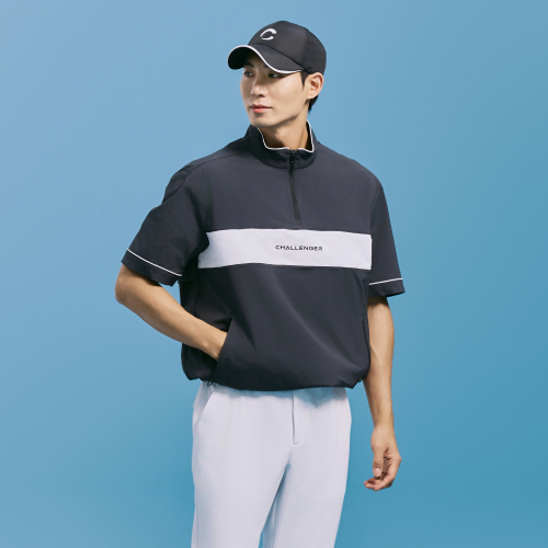 Мужской нейлоновый топ с молнией и контрастом Dark Gray