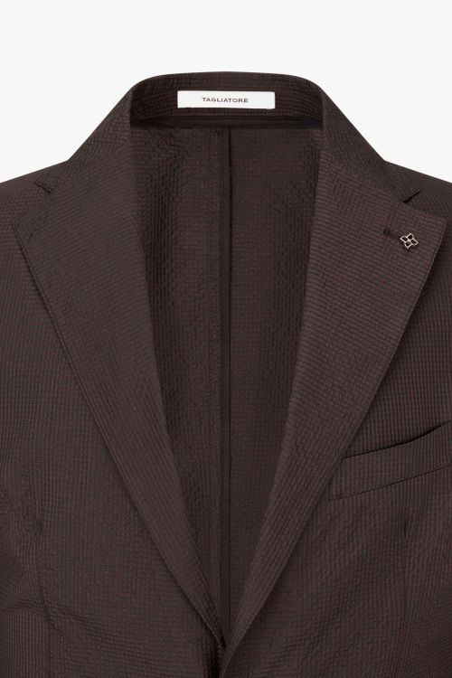 [TAGLIATORE] Клетчатый жакет из сирсакера_Dark Brown 4715102608
