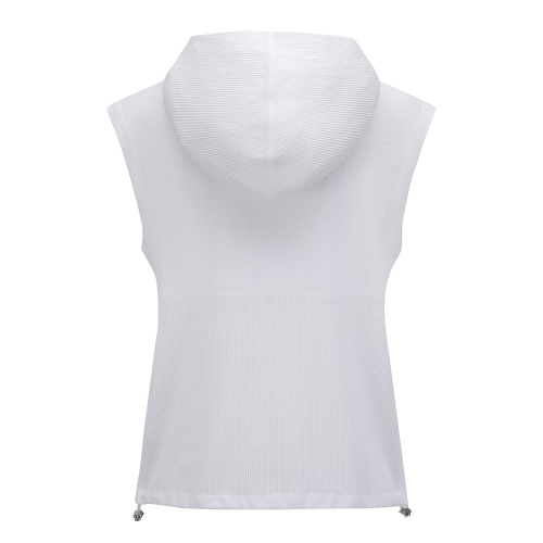 WOMEN SM HYBRID HOODY KNIT VEST_WH