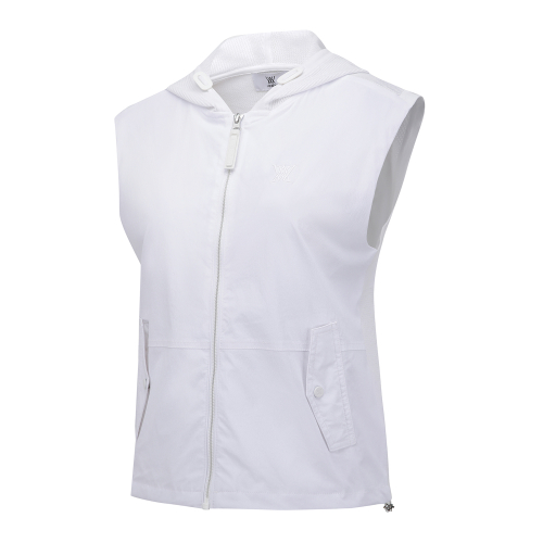 WOMEN SM HYBRID HOODY KNIT VEST_WH