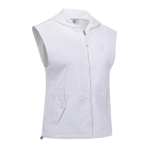 WOMEN SM HYBRID HOODY KNIT VEST_WH