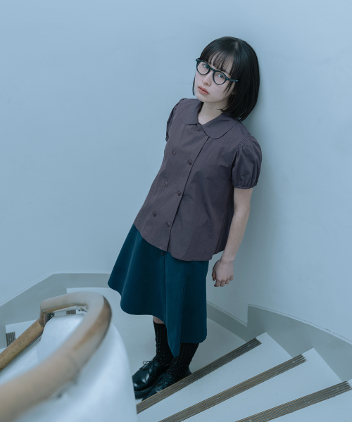 MUSINSA公式 | OHESHIO ラウンドカラーダブルブラウス、ディープパープル