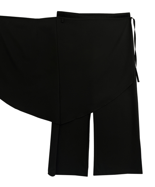 Skirt Layered Wide Pants (BLACK)