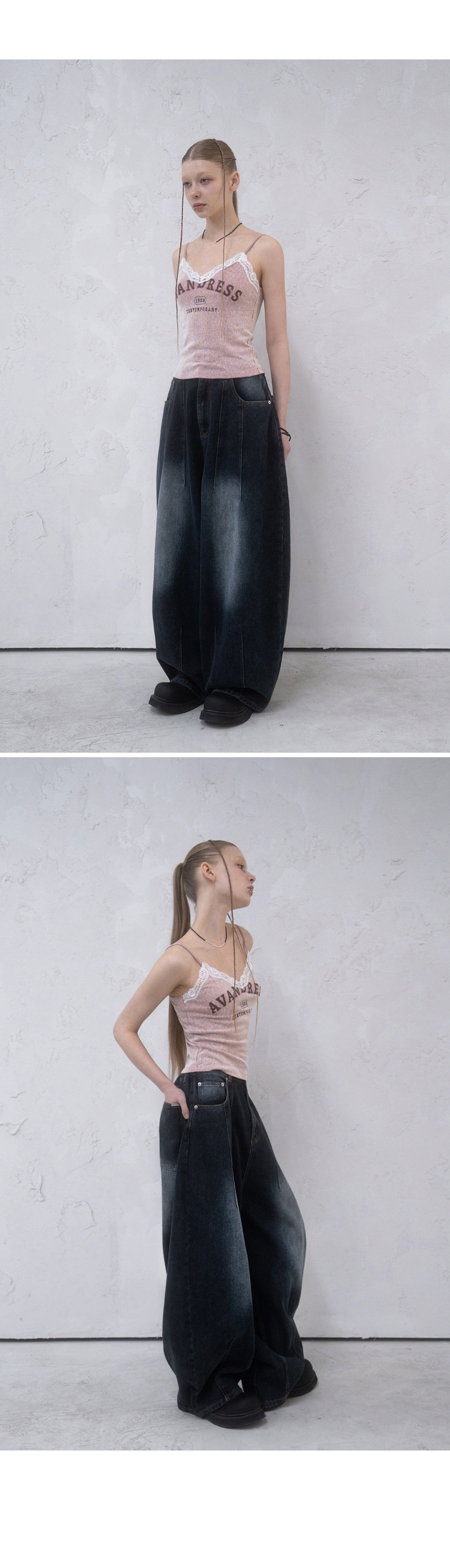 MUSINSA | AVANDRESS Super Wide Dart Denim Pants WASHING BLACK