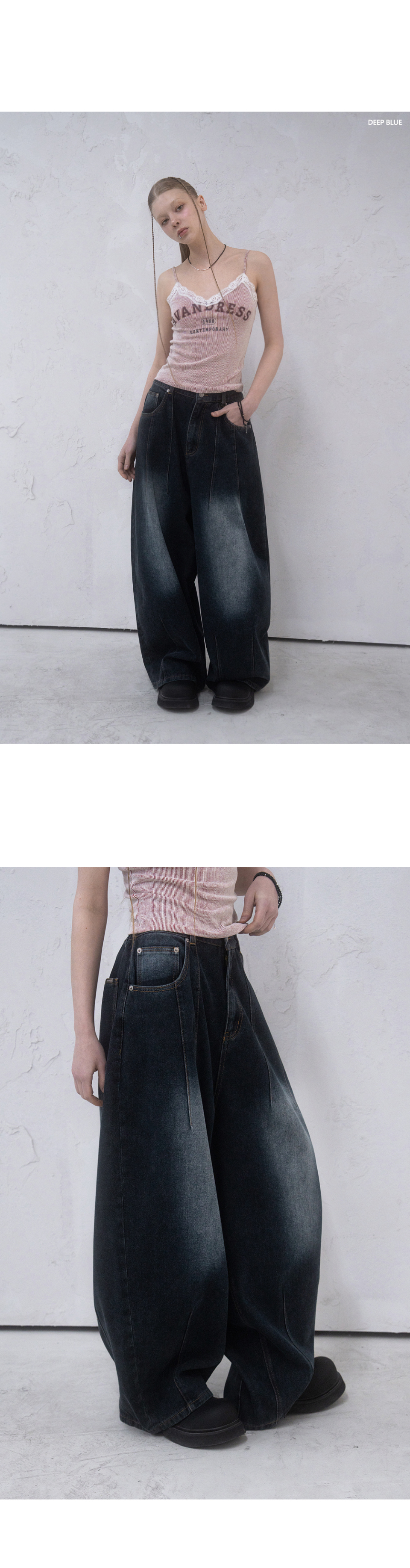 MUSINSA | AVANDRESS Super Wide Dart Denim Pants BLUE
