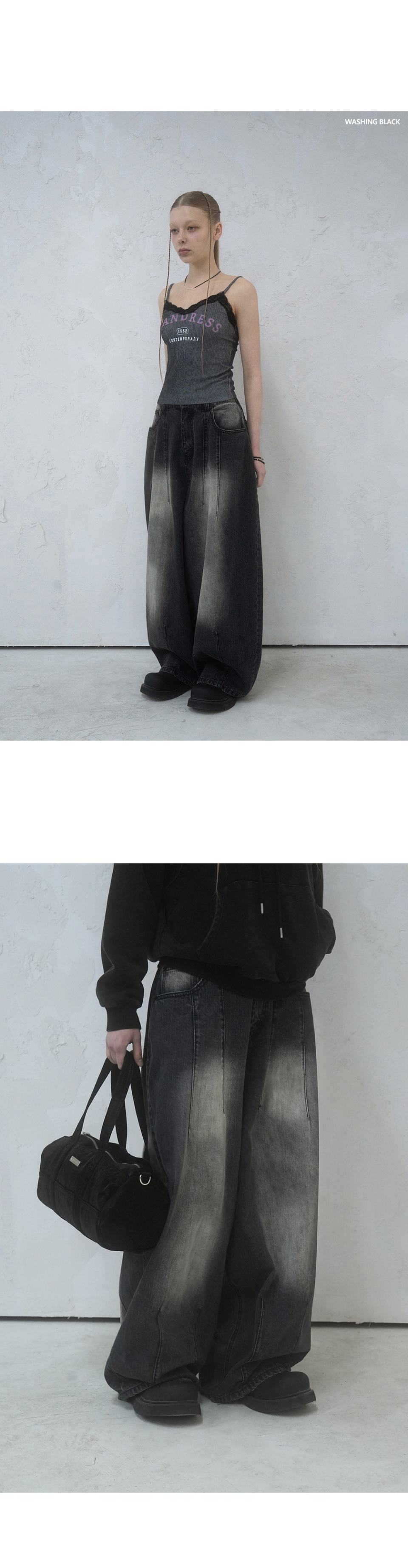 ☆AVANDRESS☆ Super Wide Dart Denim Pants BLACK AV43PT13BK MUSINSA | AVANDRESS Super Wide Dart Denim Pants WASHING BLACK