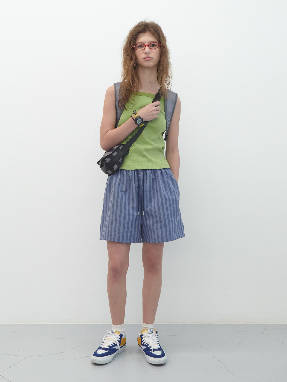 MUSINSA | ENZO BLUES Striped Crossbody Bag (Black)