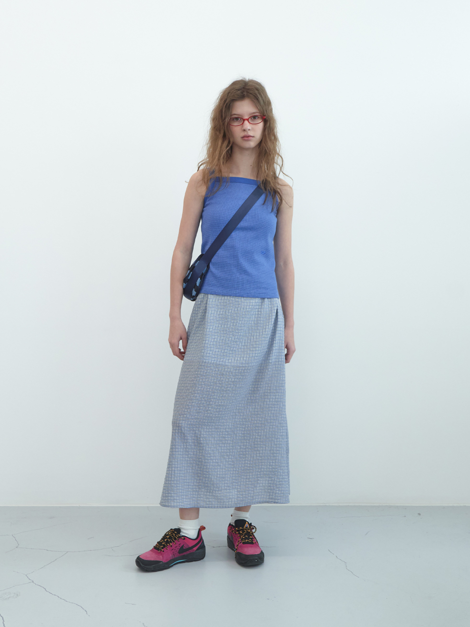 MUSINSA | ENZO BLUES Striped Crossbody Bag (Blue)