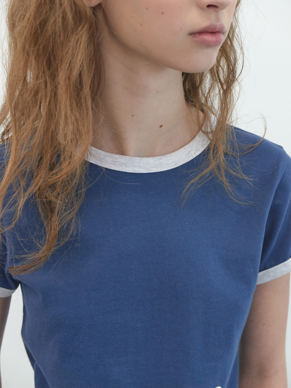 MUSINSA | ENZO BLUES Double Logo Ringer T-Shirt (Blue)