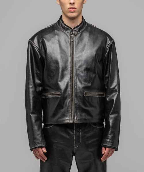 (U) Кожаная косуха Uma UMA LEATHER BIKER JACKET BLACK