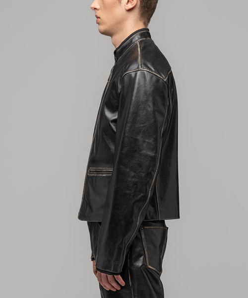 (U) Кожаная косуха Uma UMA LEATHER BIKER JACKET BLACK