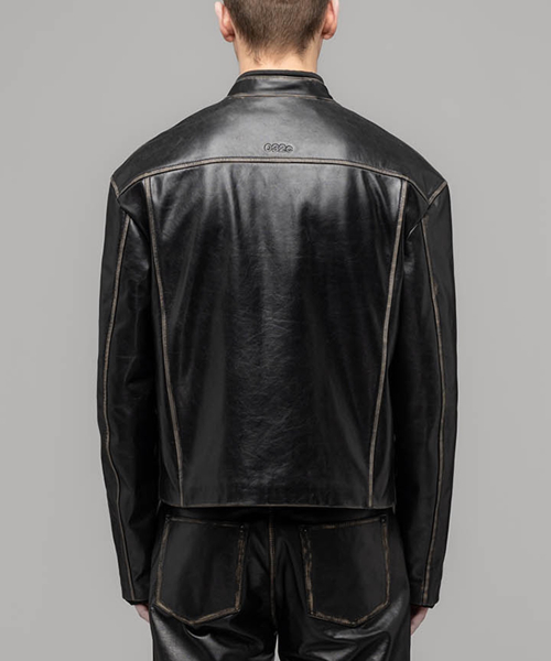 (U) Кожаная косуха Uma UMA LEATHER BIKER JACKET BLACK