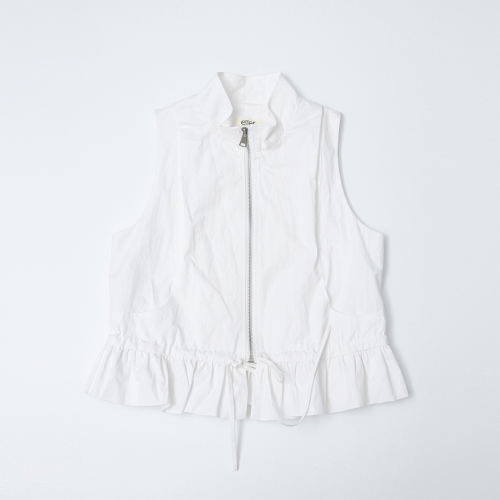 DD_Zipper sleeveless vest_WHITE