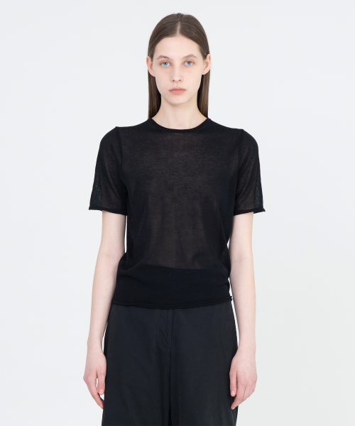 W укороченный вязаный топ Black