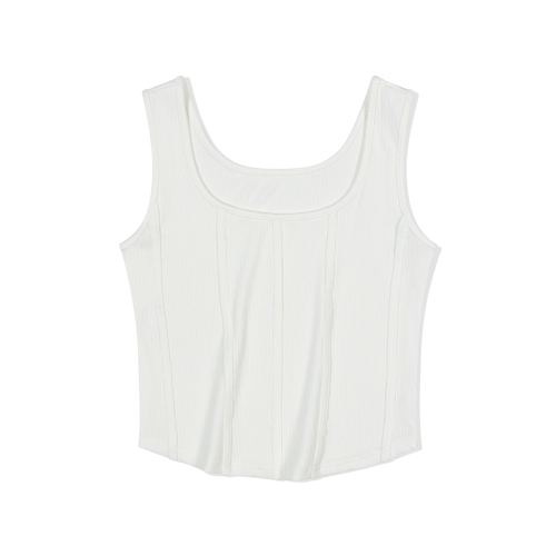 Shaped & Ribbed Top sleeveless (WHITE)