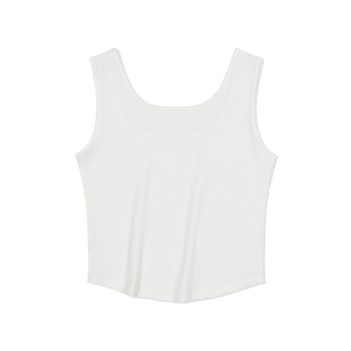 Shaped & Ribbed Top sleeveless (WHITE)