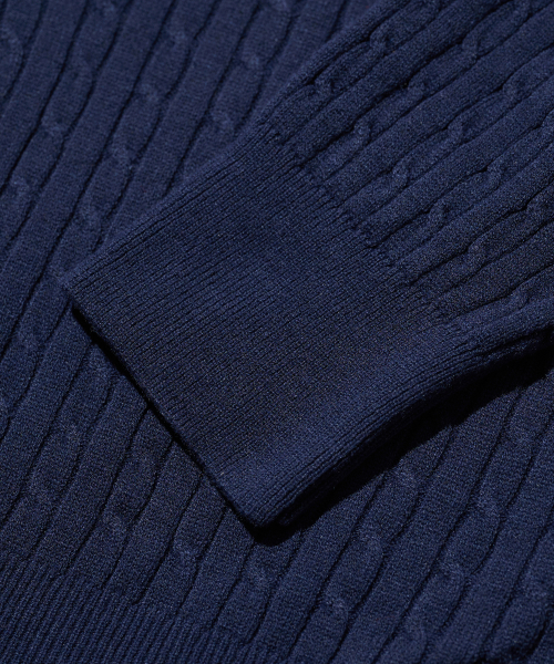 Вязаный кардиган с воротником в косичку (Navy)