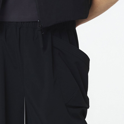 Женские укороченные широкие брюки (Black)_5L41711