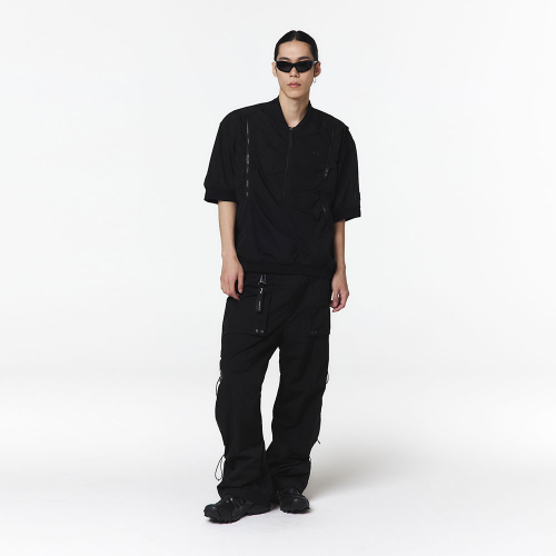 Брюки унисекс с затяжками и боковой молнией (Black)_5LD1613