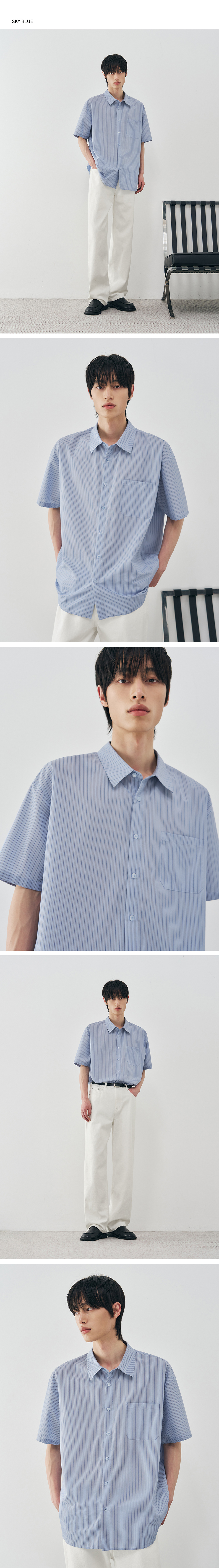 MUSINSA STANDARD MEN'S_オーバーサイズストライプラグビーT_2色 MUSINSA | DRAW FIT Sayer Half Stripe Shirt [WHITE]