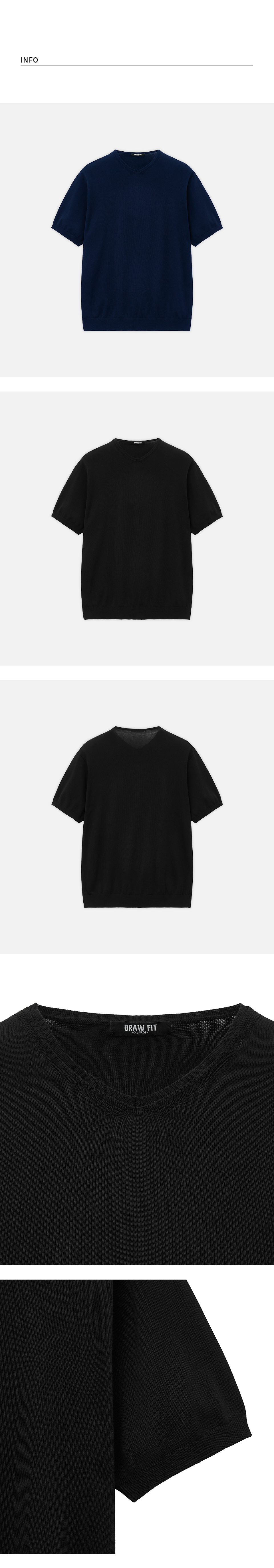 MUSINSA公式 | DRAW FIT Cooling Modal Half V-Neck Knit [NAVY]