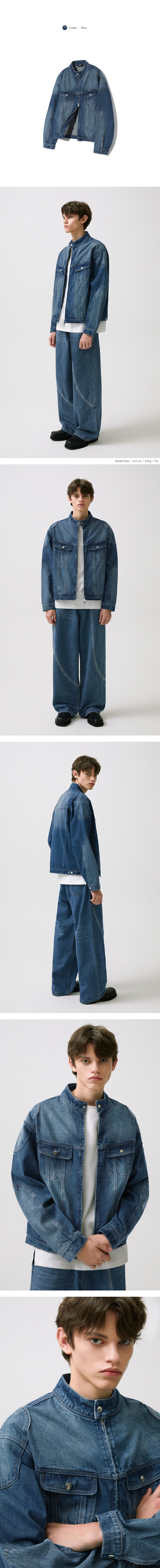 人気☆TRILLION☆ FADE WASHING BIKER DENIM JACKET MUSINSA公式 | TRILLION Fade washing biker denim jacket (BLUE)