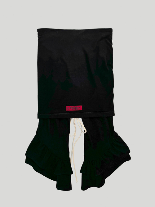 LACE-UP CONVERTIBLE JUMPSUIT: BLACK