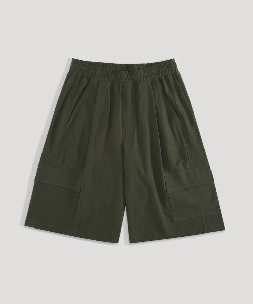 Bermuda Likelinen Two Tuck Wide Cargo Half Pants 3 Colors