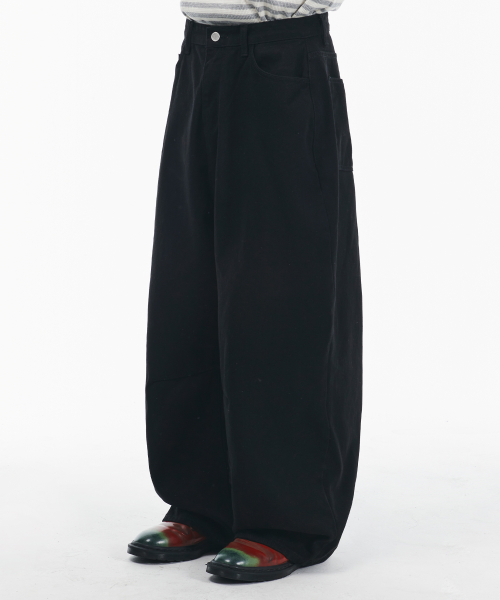 Широкие хлопковые брюки с вытачками [Black]