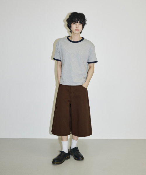 Summer Cotton D-Ring Bermuda Pants [Brown] thumbnail 3