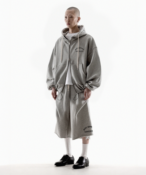 ARCH SCN STRING MID LENGTH HOODED ZIP UP - MELANGE