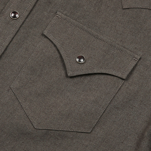 034 Linen Western Shirts (Charcoal Brown)