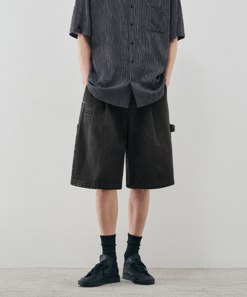 [DRAW FIT X DAILY ROOM] ROBUST BERMUDA WIDE DENIM PANTS [BLACK]